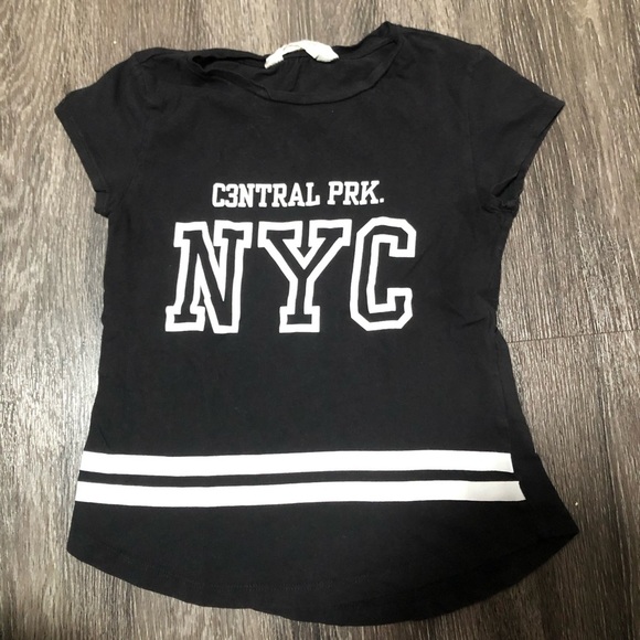 H&M Girls "Central Park NYC" Black Graphic T-shirt - US Size 8-10Y - Picture 1 of 4